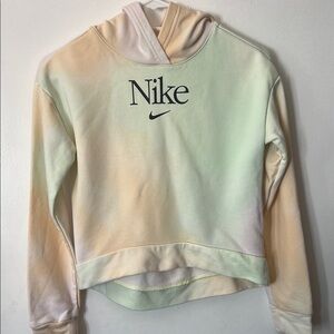 Nike Green and Cream Cropped Hoodie Long Sleeve